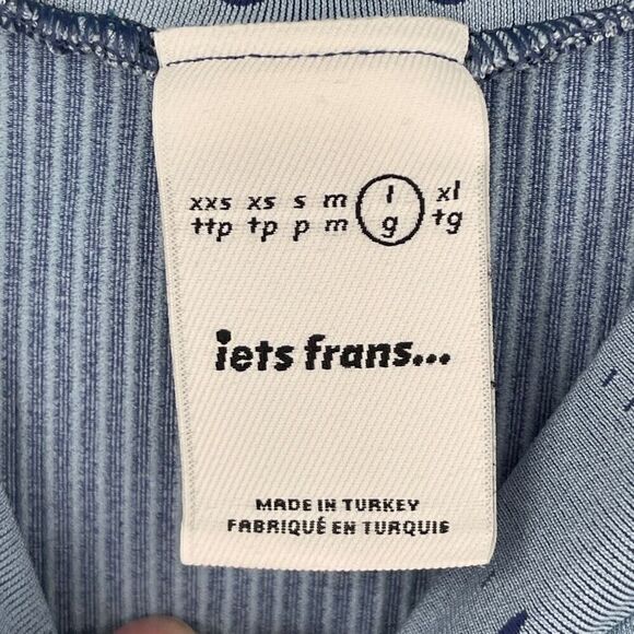 Iets Frans Blue Seamless Long Sleeve Ribbed Knit Bodycon Mini Dress Size Large - Picture 4 of 8